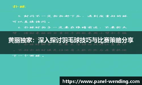 黄丽独家：深入探讨羽毛球技巧与比赛策略分享